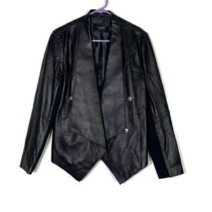 Tahari Black Penelope Leather Jacket Size Medium EUC